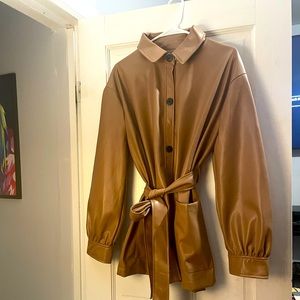 Large leather shacket (shirt and jacket) can be worn as a shirt or jacket